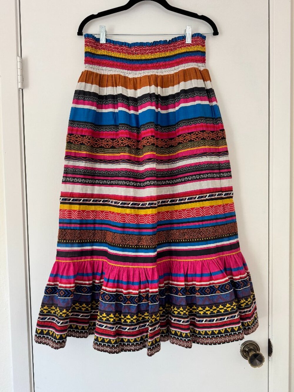 Multicolored, embroidered Anthropologie maxi skirt